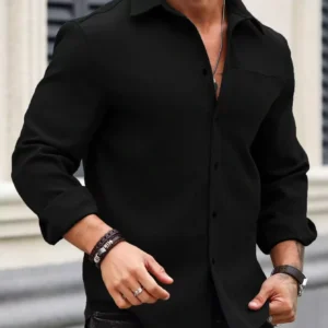 black slim fit casual shirt
