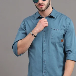 casual blue cotton shirt
